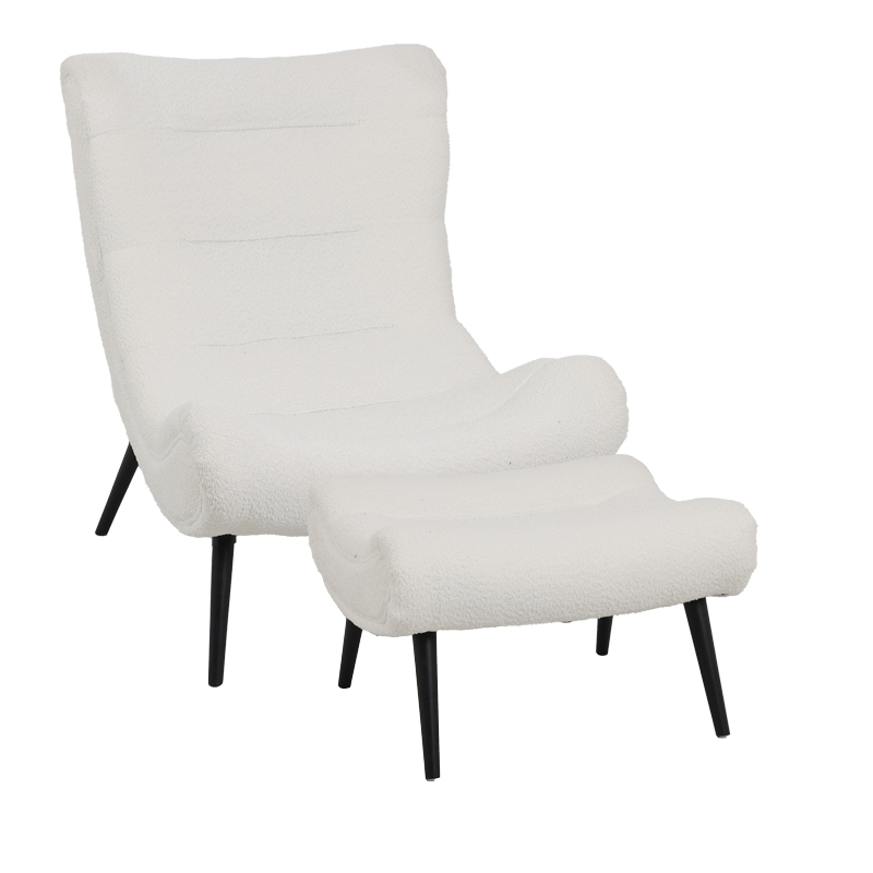 product_pako_110-000095 Πολυθρόνα με υποπόδιο Silla μπουκλέ ύφασμα σε λευκή απόχρωση 97x80x100εκ - Image 1