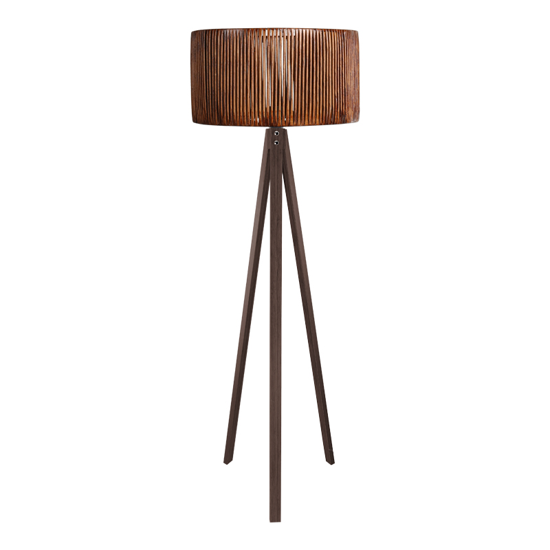 product_pako_147-000218 Φωτιστικό δαπέδου Carner Ε27 καρυδί MDF με σκούρο καφέ Φ45x155εκ - Image 1