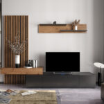 Σύνθετο σαλονιού Litende μαύρο-sonoma μελαμίνης 249.5x42x199.5εκ - Image 2