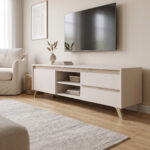 Έπιπλο τηλεόρασης Belka κρεμ με oak 155x45x53,6εκ