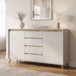 Μπουφές Belka κρεμ με oak 155x45x93,7εκ