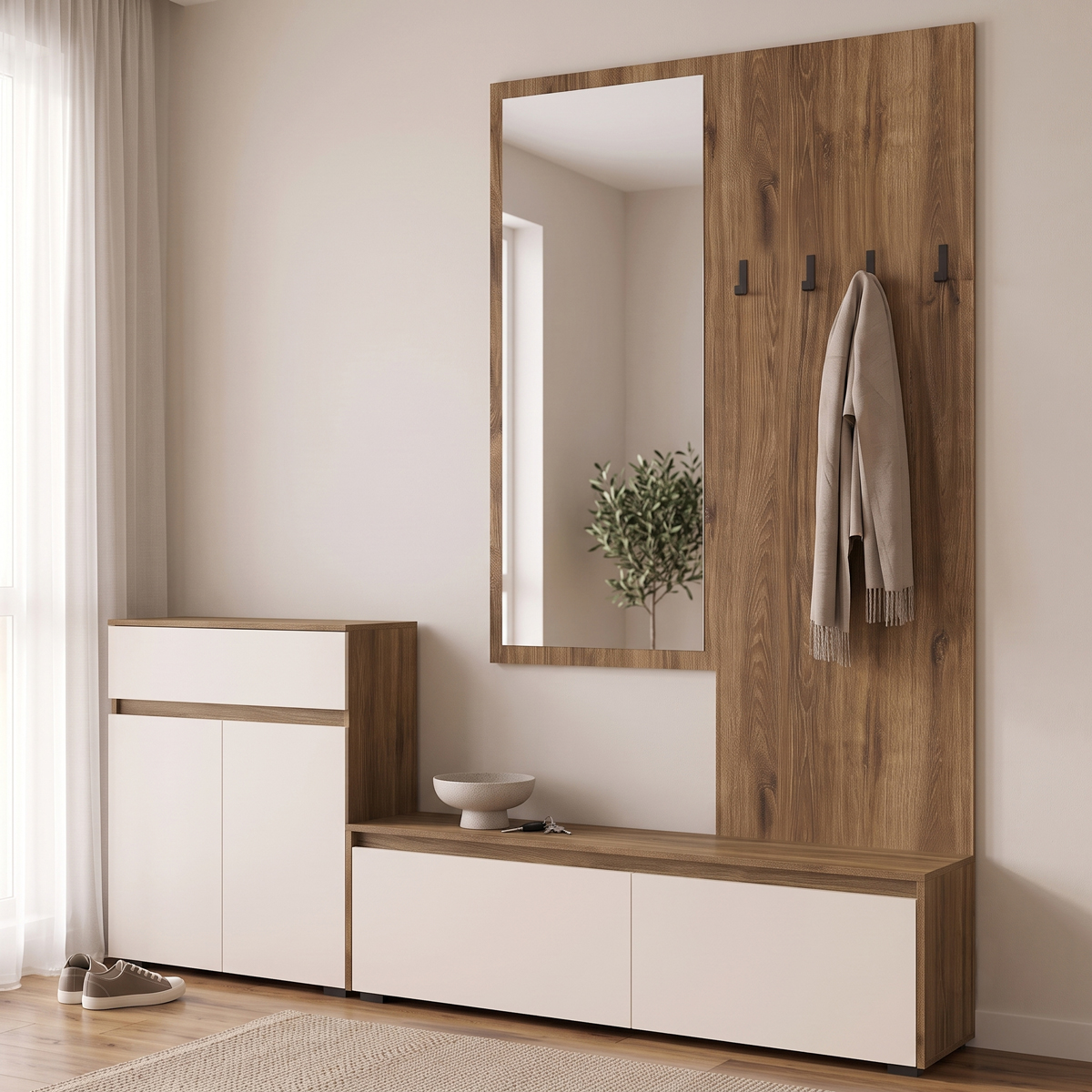 product_pako_192-000073 Έπιπλο εισόδου Ansia καρυδί oak 210x44,7x175εκ - Image 1
