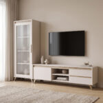 Σύνθετο σαλονιού Belka κρεμ με oak 210,6x45x152,6εκ