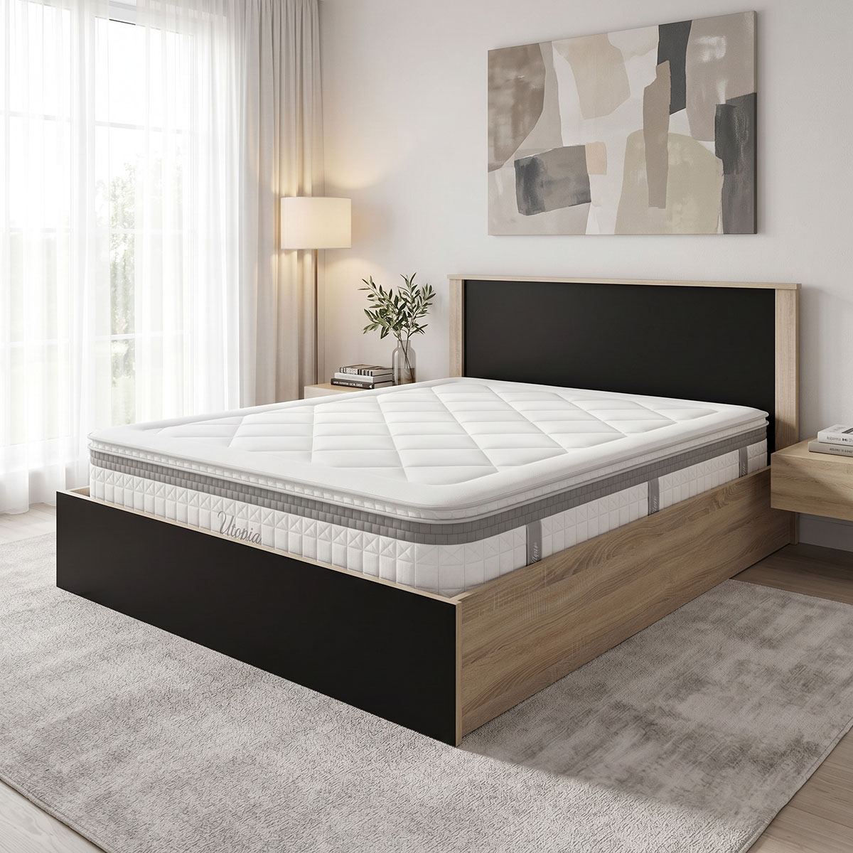 product_pako_200-001873 Κρεβάτι με στρώμα Athos Utopia sonoma και ανθρακί 160x200εκ - Image 1