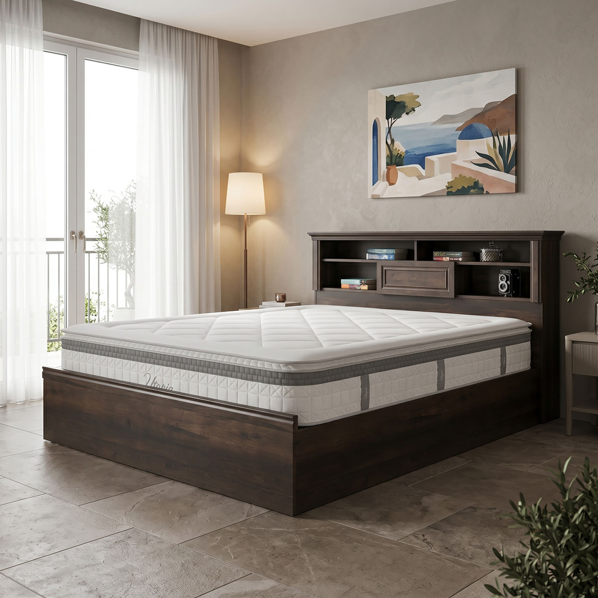 product_pako_200-001878 Κρεβάτι με στρώμα Mozart Utopia καρυδί 160x200εκ - Image 1
