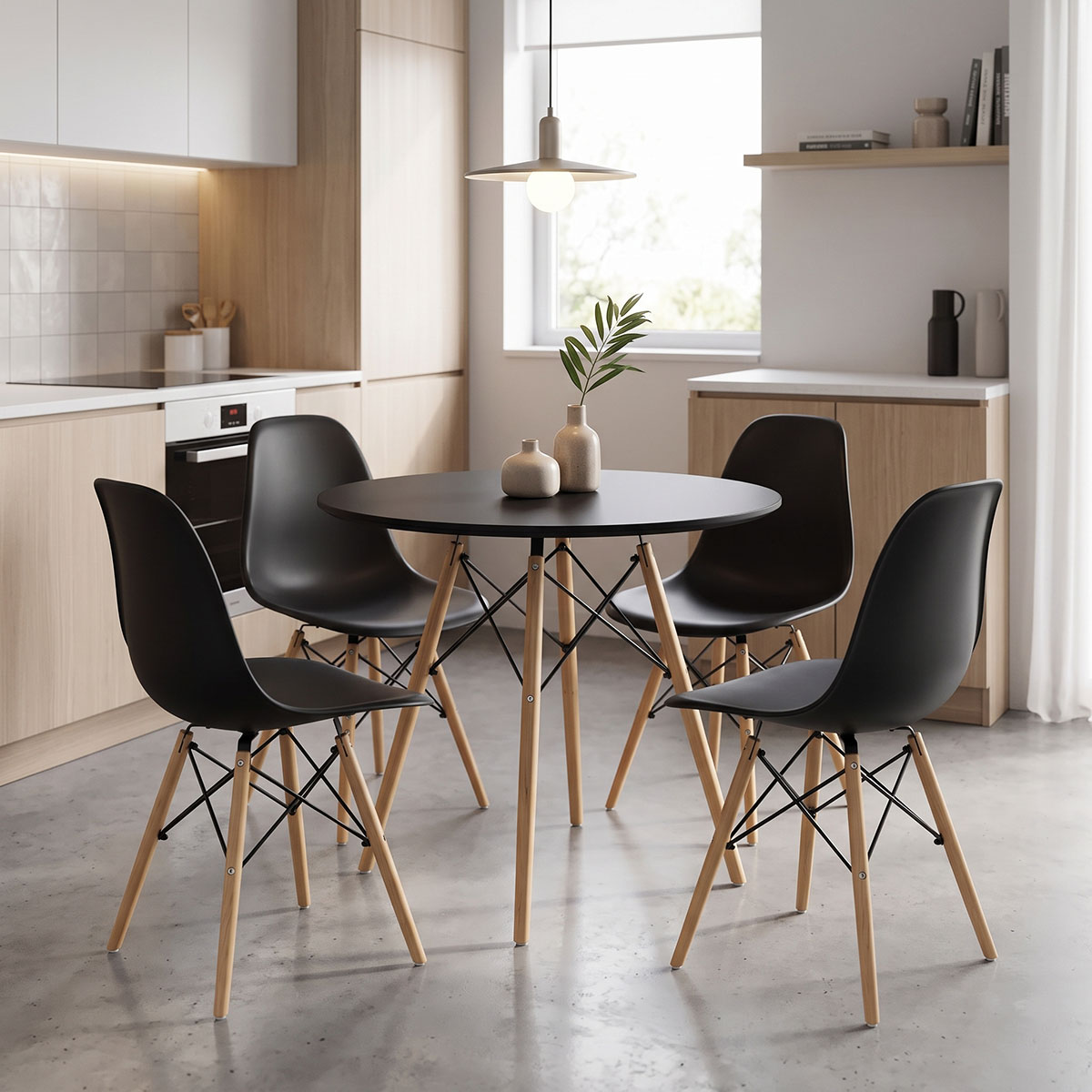 product_pako_200-001986 Τραπεζαρία με Καρέκλες Julita μαύρο και Τραπέζι Julita μαύρο Φ80x73εκ Σετ 5τεμ - Image 1