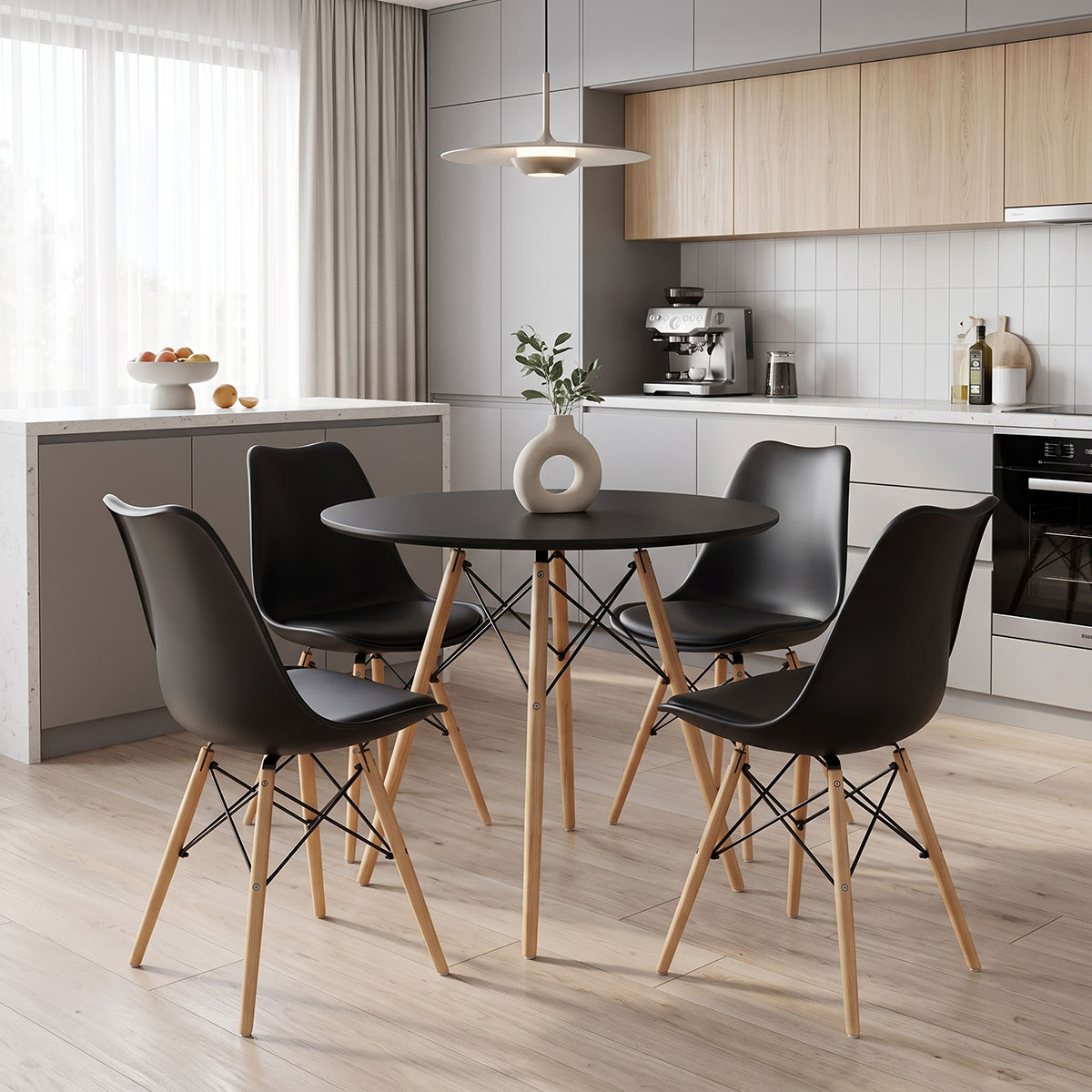 product_pako_200-001994 Τραπεζαρία με Καρέκλες Julita μαύρο και Τραπέζι Julita μαύρο Φ60x73εκ Σετ 5τεμ - Image 1