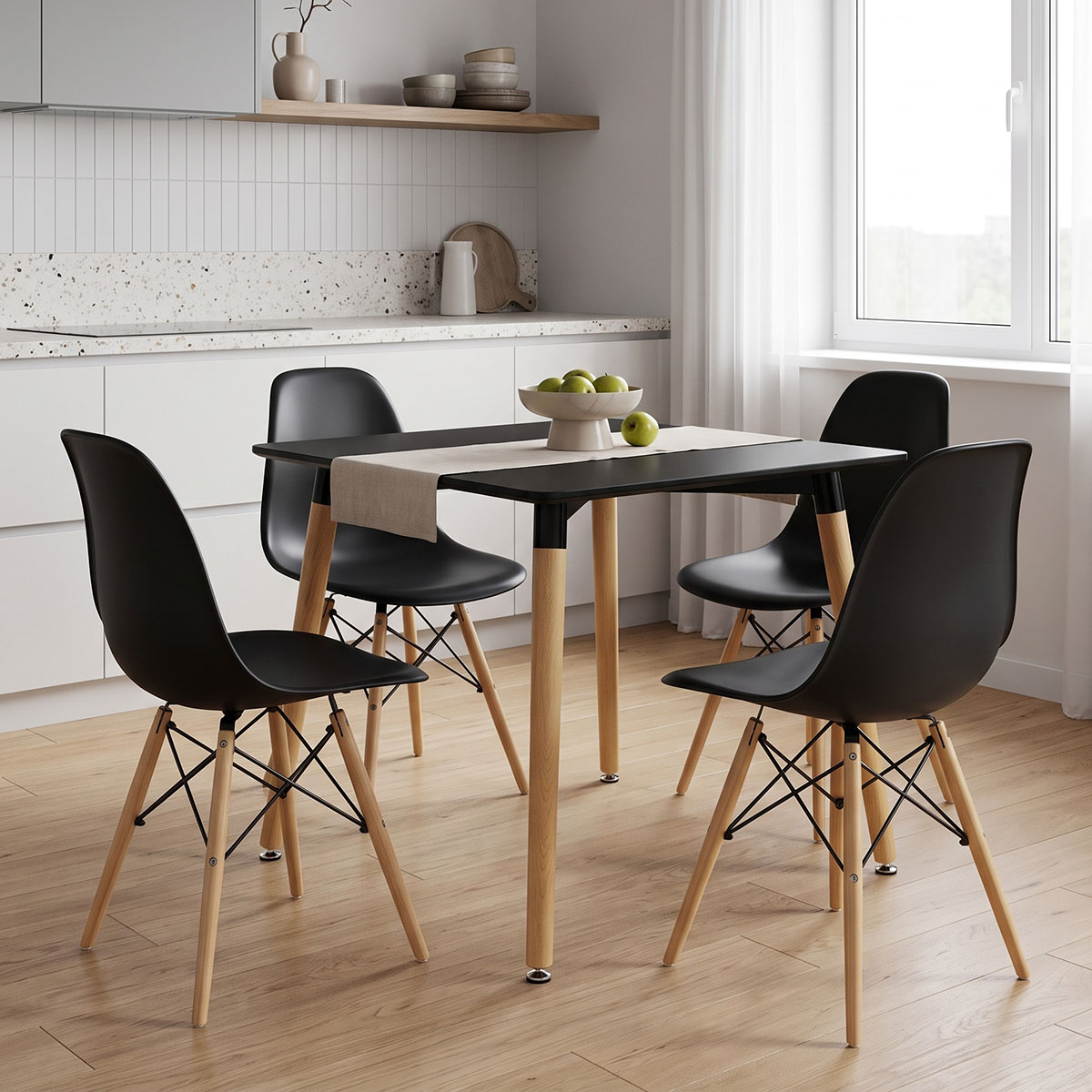 product_pako_200-002006 Τραπεζαρία με Καρέκλες Julita μαύρο και Τραπέζι Natali μαύρο 80x80x76εκ Σετ 5τεμ - Image 1
