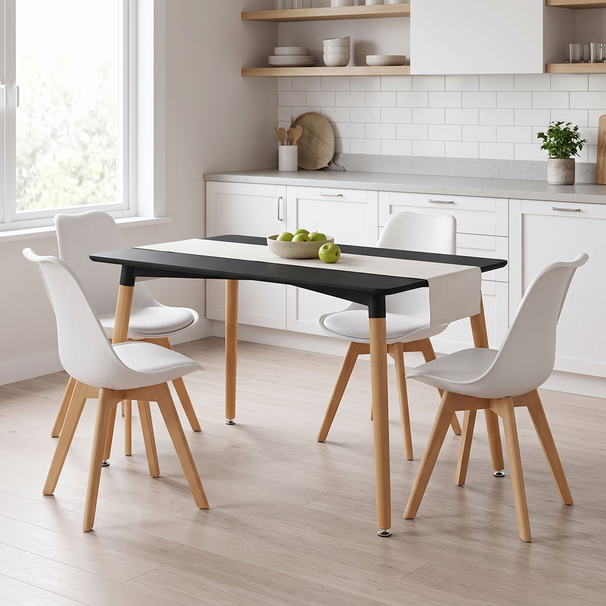 product_pako_200-002019 Τραπεζαρία με Καρέκλες Gaston λευκό και Τραπέζι Natali μαύρο 120x80x76εκ Σετ 5τεμ - Image 1