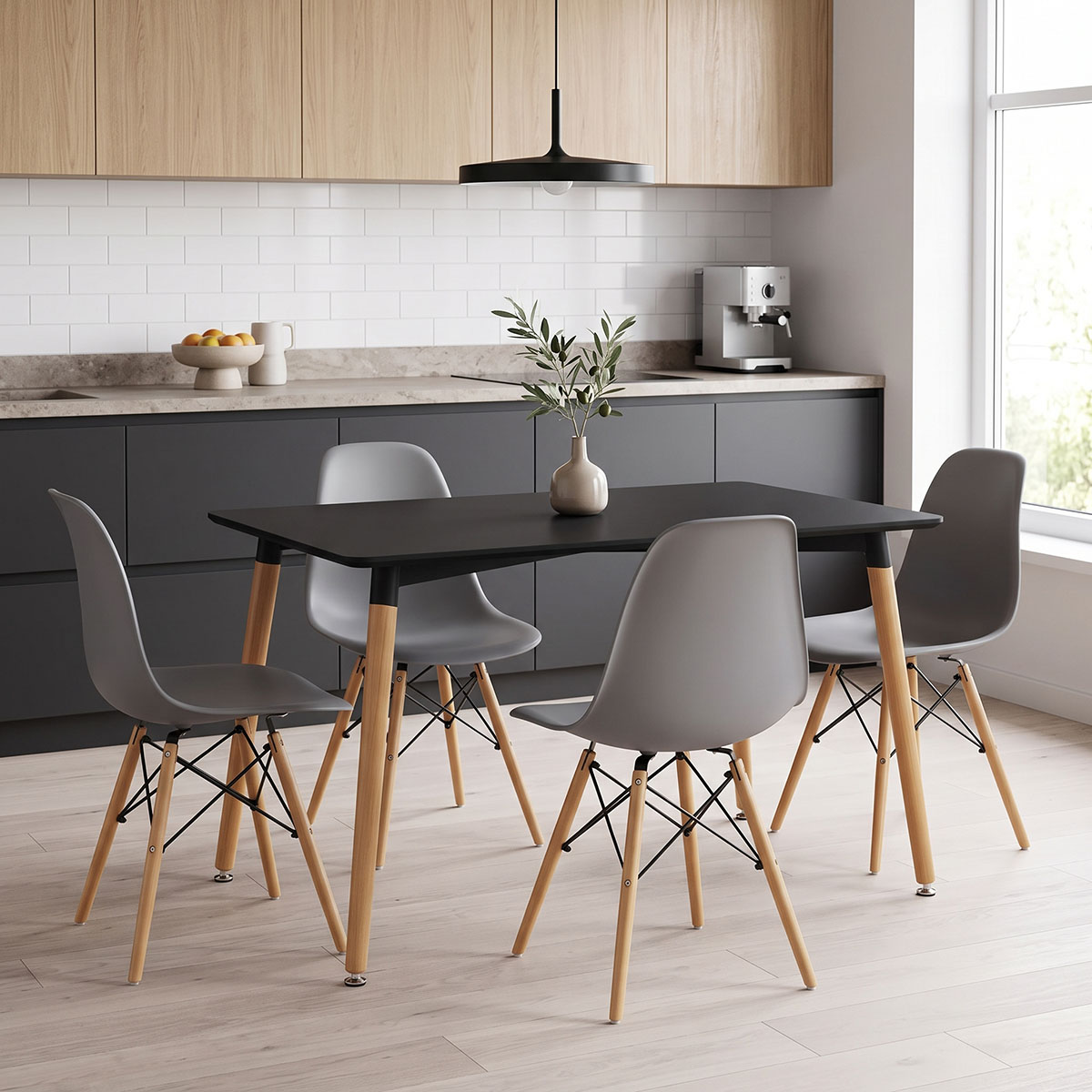 product_pako_200-002020 Τραπεζαρία με Καρέκλες Julita γκρι και Τραπέζι Natali μαύρο 120x80x76εκ Σετ 5τεμ - Image 1