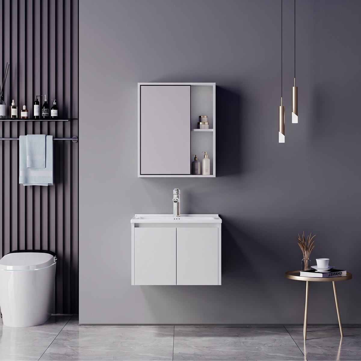 product_pako_200-002061 Πάγκος με νιπτήρα μπαταρία και καθρέφτη Chinky Mentis λευκό και χρώμιο - Image 1