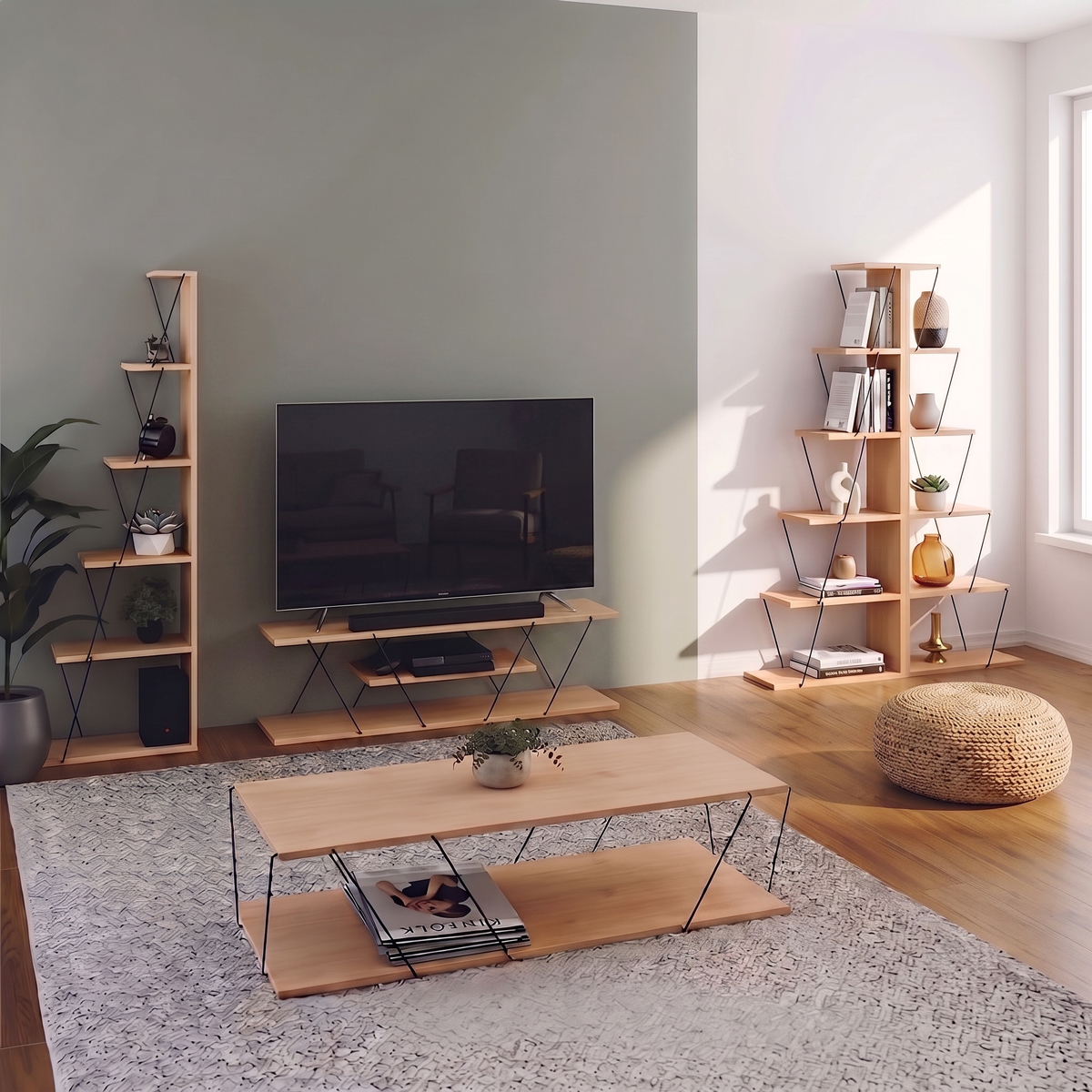 product_pako_200-002079 Φοιτητικό πακέτο επίπλων σαλονιού Tars sonoma μαύρο σετ 4τεμ - Image 1