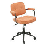 Καρέκλα γραφείου Leberta terracotta ύφασμα 64x63,5x86-96εκ