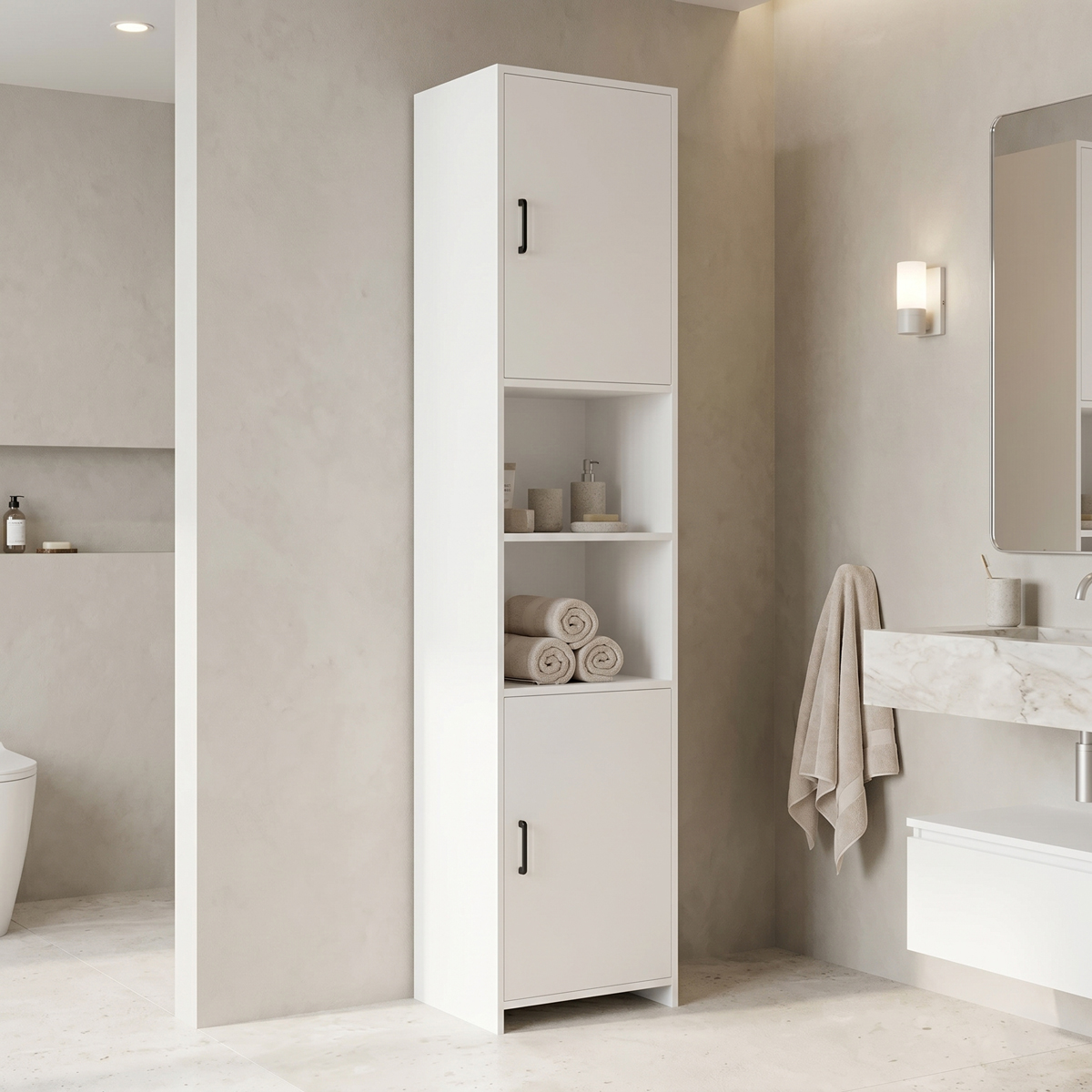 product_pako_230-000272 Ντουλάπι-στήλη Perlina λευκό 40x32x175εκ - Image 1