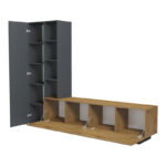 Σύνθετο σαλονιού Tilveo oak-ανθρακί 230x41.5x180εκ - Image 2