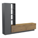 Σύνθετο σαλονιού Tilveo oak-ανθρακί 230x41.5x180εκ - Image 3