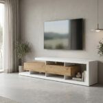 Έπιπλο τηλεόρασης Arbero λευκό-oak 198x40x45εκ