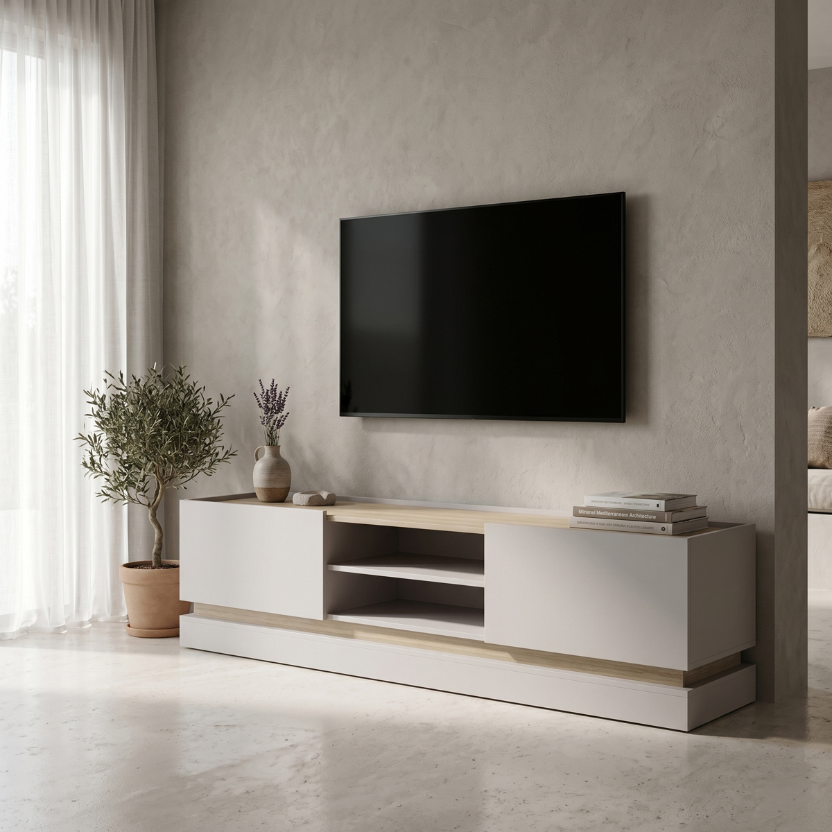 product_pako_230-000282 Έπιπλο τηλεόρασης Wendo γκρι-sonoma 200x37x47εκ - Image 1