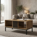 Τραπέζι σαλονιού Delanka oak-μαύρο 92x50x46εκ