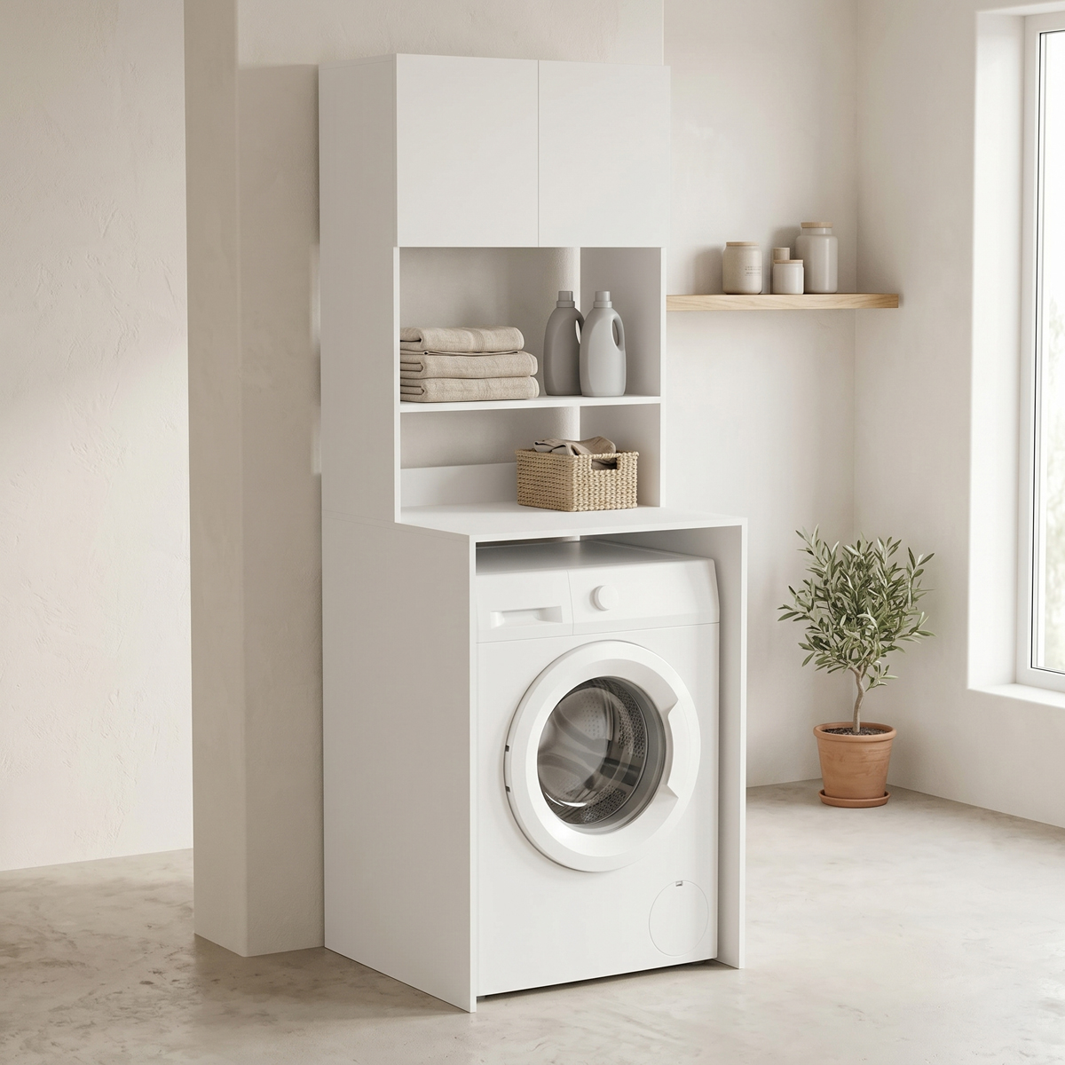 product_pako_230-000298 Έπιπλο πλυντηρίου Chaxe λευκό 65x60x183.6εκ - Image 1