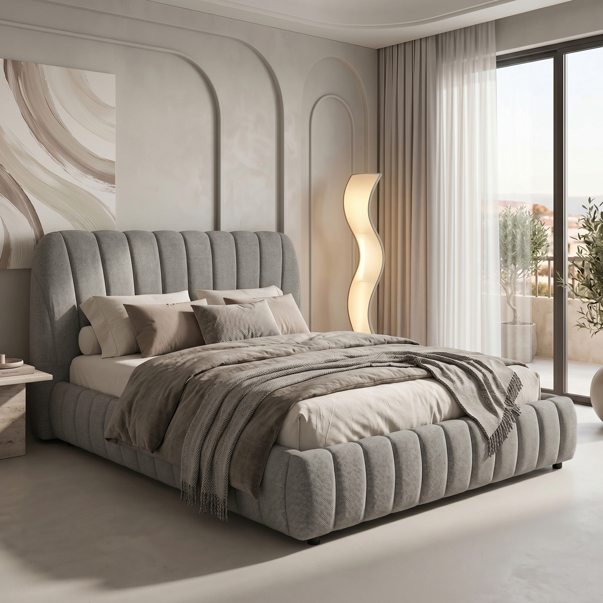 product_pako_234-000030 Κρεβάτι διπλό Leblank γκρι ύφασμα με αποθηκευτικό χώρο 160x200εκ - Image 1