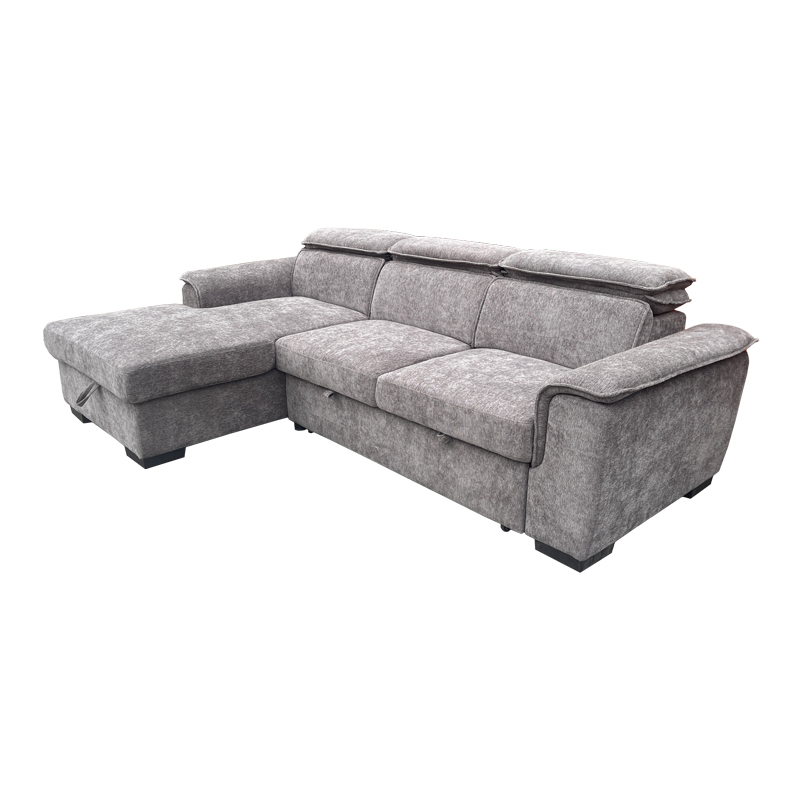 product_pako_371-000022 Γωνιακός καναπές-κρεβάτι Lemance δεξιά γωνία με γκρι ύφασμα 255x168x82εκ - Image 1