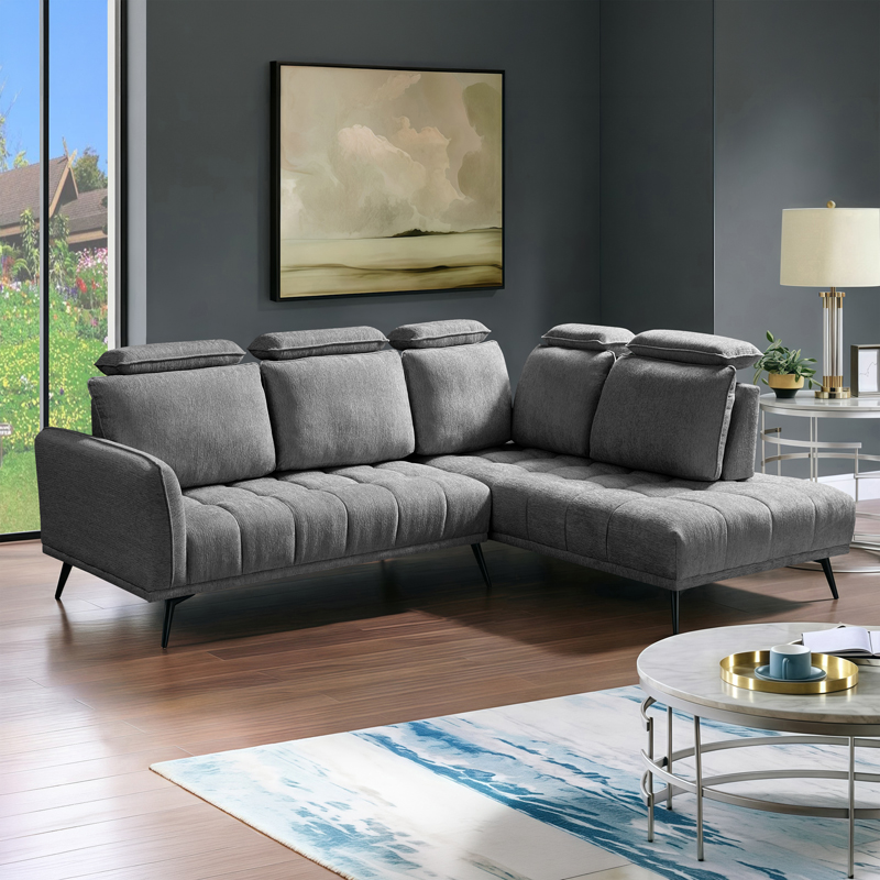 product_pako_371-000023 Γωνιακός καναπές Serkas αριστερή γωνία με γκρι ύφασμα 268x213x100εκ - Image 1