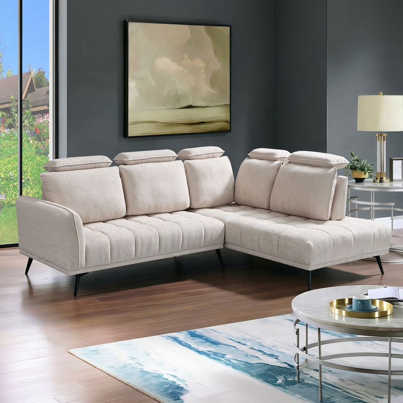 product_pako_371-000025 Γωνιακός καναπές Serkas αριστερή γωνία με μπεζ ύφασμα 268x213x100εκ - Image 1