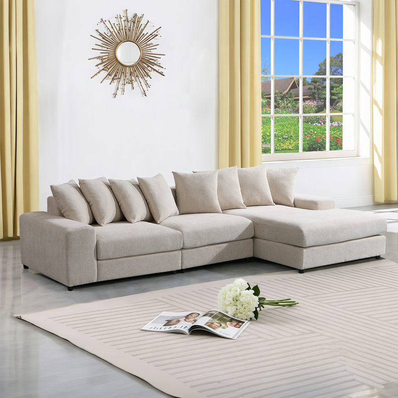 product_pako_371-000027 Γωνιακός καναπές Gerando αριστερή γωνία με μπεζ ύφασμα 336x179x83εκ - Image 1