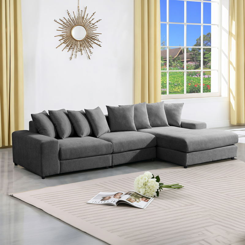 product_pako_371-000029 Γωνιακός καναπές Gerando αριστερή γωνία με ανθρακί ύφασμα 336x179x83εκ - Image 1
