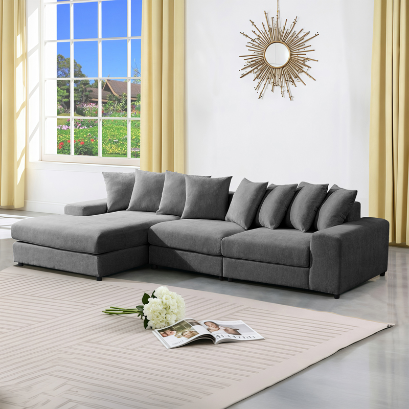 product_pako_371-000030 Γωνιακός καναπές Gerando δεξιά γωνία με ανθρακί ύφασμα 336x179x83εκ - Image 1