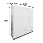 Ντουλάπα τρίφυλλη με 2 συρτάρια Alvia λευκό με sonoma 150x51x180εκ - Image 6
