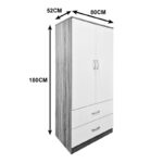Ντουλάπα δίφυλλη με 2 συρτάρια Alvia λευκό με sonoma 80x51.5x180εκ - Image 6