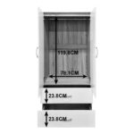 Ντουλάπα δίφυλλη με 2 συρτάρια Alvia λευκό με sonoma 80x51.5x180εκ - Image 7