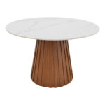 Τραπέζι Franzel sintered stone σε όψη μαρμάρου-mdf σε φυσική απόχρωση Φ120x75εκ - Image 2