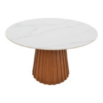 Τραπέζι Franzel sintered stone σε όψη μαρμάρου-mdf σε φυσική απόχρωση Φ120x75εκ - Image 3