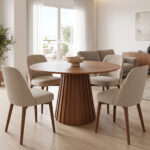 Τραπέζι Franzel mdf καρυδί Φ120x75εκ