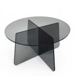 Τραπέζι σαλονιού Cleary tempered 8mm γυαλί ανθρακί Φ70x45εκ - Image 4