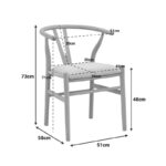 Καρέκλα Wishbone rubberwood-ύφασμα σε φυσική-γκρι απόχρωση 51x58x73εκ - Image 2