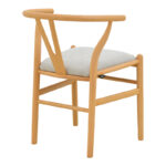Καρέκλα Wishbone rubberwood-ύφασμα σε φυσική-γκρι απόχρωση 51x58x73εκ - Image 3