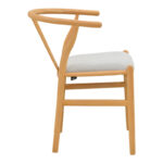 Καρέκλα Wishbone rubberwood-ύφασμα σε φυσική-γκρι απόχρωση 51x58x73εκ - Image 4