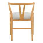 Καρέκλα Wishbone rubberwood-ύφασμα σε φυσική-γκρι απόχρωση 51x58x73εκ - Image 6