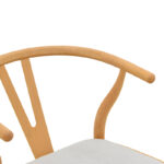 Καρέκλα Wishbone rubberwood-ύφασμα σε φυσική-γκρι απόχρωση 51x58x73εκ - Image 7