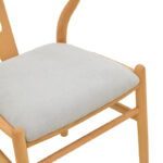 Καρέκλα Wishbone rubberwood-ύφασμα σε φυσική-γκρι απόχρωση 51x58x73εκ - Image 8