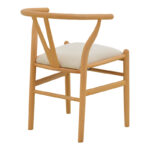 Καρέκλα Wishbone rubberwood-ύφασμα σε φυσική-μπεζ απόχρωση 51x58x73εκ - Image 3