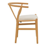 Καρέκλα Wishbone rubberwood-ύφασμα σε φυσική-μπεζ απόχρωση 51x58x73εκ - Image 4