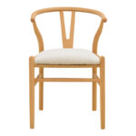 Καρέκλα Wishbone rubberwood-ύφασμα σε φυσική-μπεζ απόχρωση 51x58x73εκ - Image 5