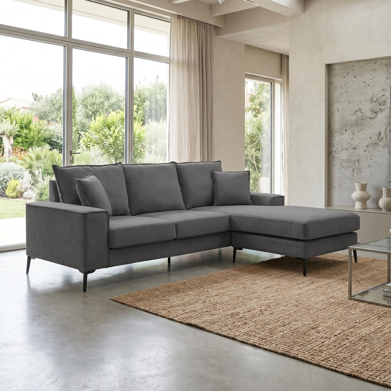 product_pako_074-000094 Γωνιακός καναπές Ravelma αναστρέψιμος ανθρακί ύφασμα 241x168x87εκ - Image 1