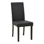 Καρέκλα Zeben μαύρο PU με πόδι μαύρο rubberwood 43,5x55,5x93,5εκ (Σετ 2 τεμαχίων)