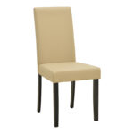 Καρέκλα Zeben εκρού PU με πόδι μαύρο rubberwood 43,5x55,5x93,5εκ (Σετ 2 τεμαχίων)